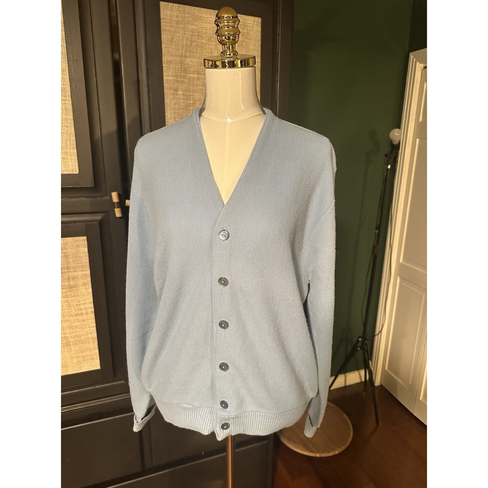 Vtg Arnold Palmer Cardigan Mens Large Robert Bruce Blue USA 60s